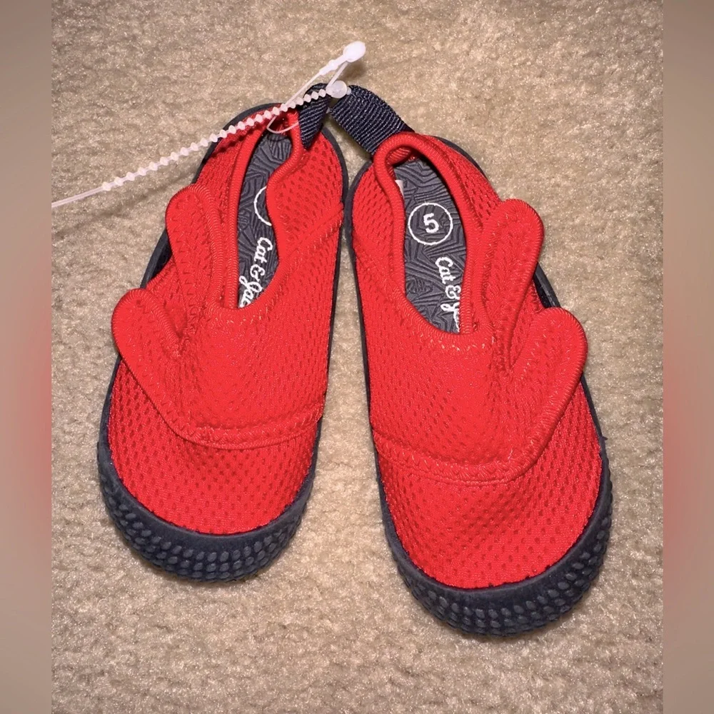 Cat & Jack Toddler Red and Navy Water‎ Shoes Slip-On Design NWOT